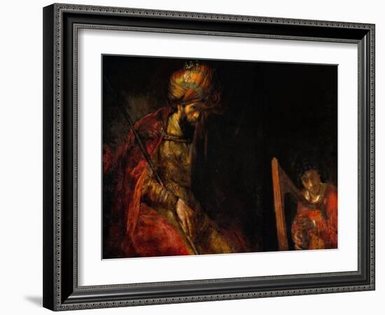 David Playing the Harp Before Saul, 1657-Rembrandt van Rijn-Framed Giclee Print