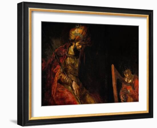 David Playing the Harp Before Saul, 1657-Rembrandt van Rijn-Framed Giclee Print