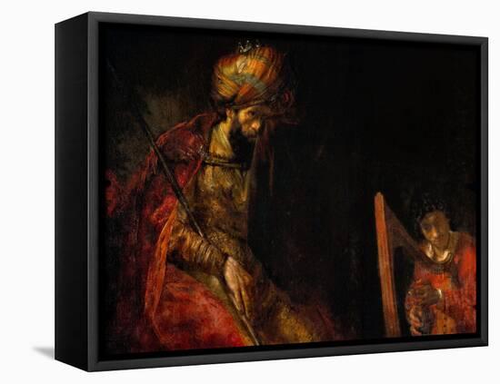 David Playing the Harp Before Saul, 1657-Rembrandt van Rijn-Framed Premier Image Canvas