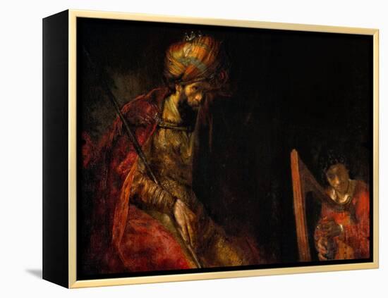 David Playing the Harp Before Saul, 1657-Rembrandt van Rijn-Framed Premier Image Canvas