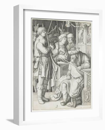 David Playing the Harp before Saul, C. 1508-Lucas van Leyden-Framed Giclee Print