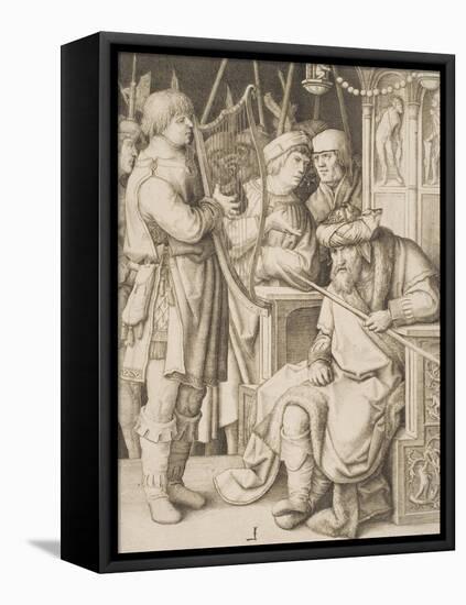 David Playing the Harp before Saul, C.1508-Lucas van Leyden-Framed Premier Image Canvas