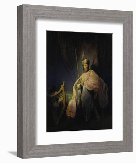 David Playing the Harp before Saul, C. 1630-Rembrandt van Rijn-Framed Giclee Print