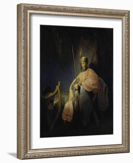 David Playing the Harp before Saul, C. 1630-Rembrandt van Rijn-Framed Giclee Print