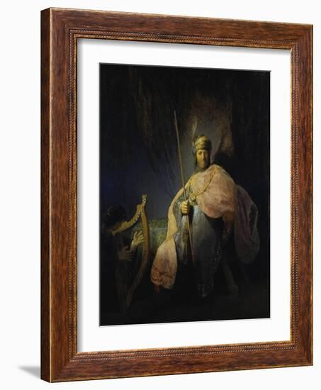 David Playing the Harp before Saul, C. 1630-Rembrandt van Rijn-Framed Giclee Print