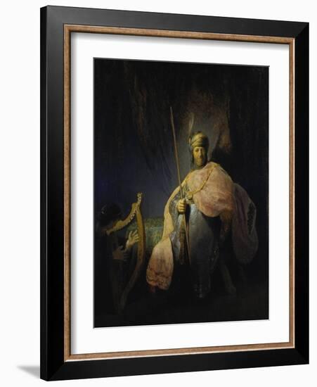 David Playing the Harp before Saul, C. 1630-Rembrandt van Rijn-Framed Giclee Print