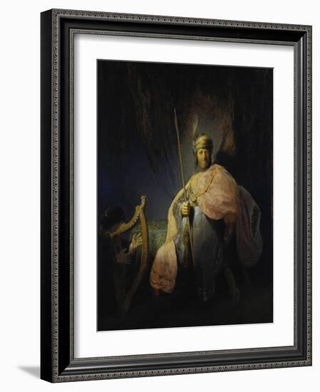 David Playing the Harp before Saul, C. 1630-Rembrandt van Rijn-Framed Giclee Print