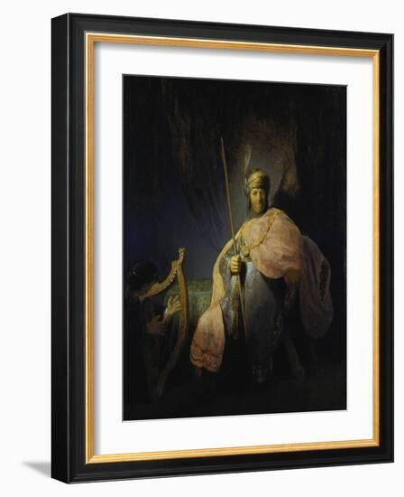 David Playing the Harp before Saul, C. 1630-Rembrandt van Rijn-Framed Giclee Print