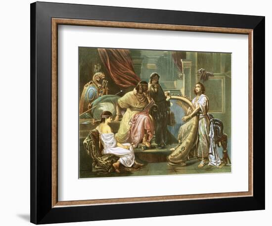 David Playing the Harp for Saul-Andreas Cellarius-Framed Giclee Print