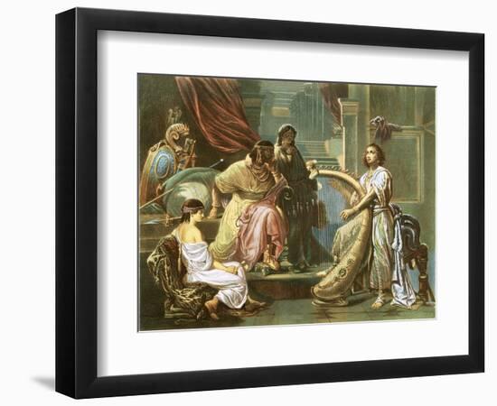 David Playing the Harp for Saul-Andreas Cellarius-Framed Giclee Print