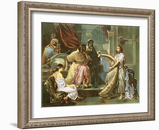 David Playing the Harp for Saul-Andreas Cellarius-Framed Giclee Print