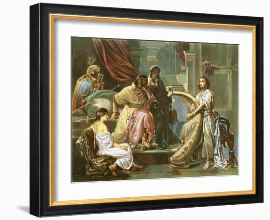 David Playing the Harp for Saul-Andreas Cellarius-Framed Giclee Print