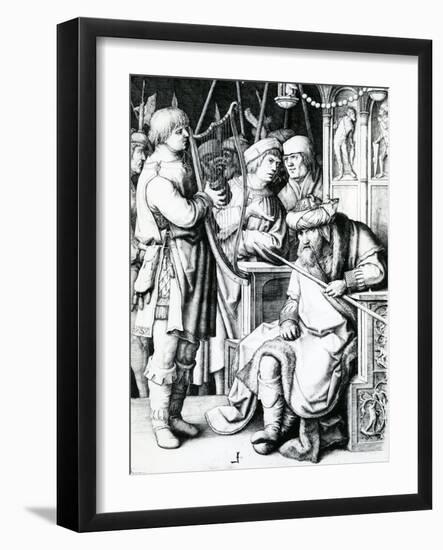 David Playing the Harp for Saul-Lucas van Leyden-Framed Giclee Print