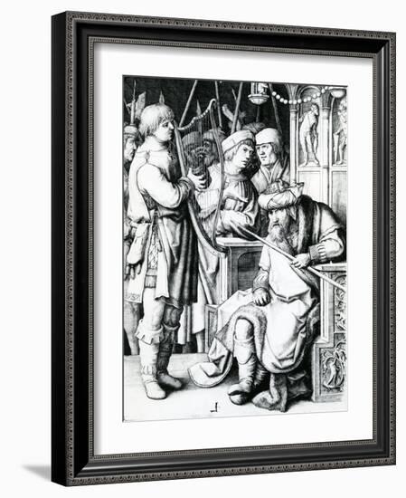 David Playing the Harp for Saul-Lucas van Leyden-Framed Giclee Print