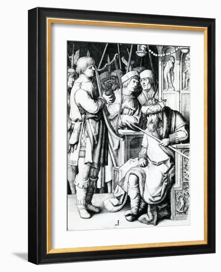 David Playing the Harp for Saul-Lucas van Leyden-Framed Giclee Print