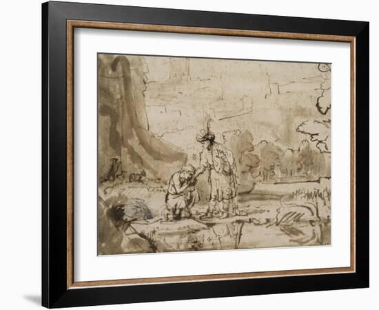 David prenant congé de Jonathan-Rembrandt van Rijn-Framed Giclee Print
