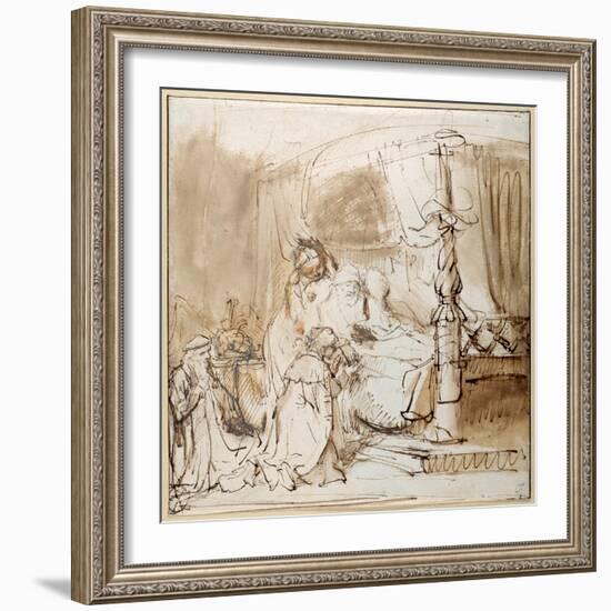 David's Charge to Solomon-Rembrandt van Rijn-Framed Giclee Print