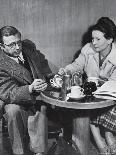 Philosopher Writer Jean Paul Sartre and Simone de Beauvoir Taking Tea Together-David Scherman-Premium Photographic Print