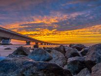 Unique Angle of the Garcon Point Bridge Spanning over Pensacola Bay Shot during a Gorgeous Sunset F-David Schulz Photography-Framed Premier Image Canvas