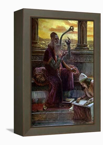 David singing by J James Tissot - Bible-James Jacques Joseph Tissot-Framed Premier Image Canvas