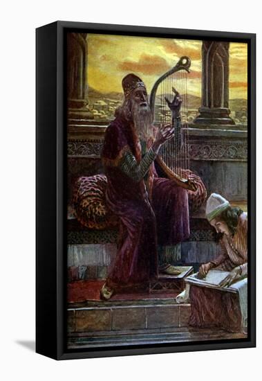 David singing by J James Tissot - Bible-James Jacques Joseph Tissot-Framed Premier Image Canvas