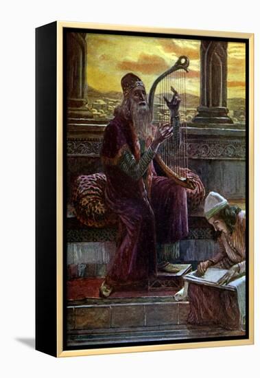 David singing by J James Tissot - Bible-James Jacques Joseph Tissot-Framed Premier Image Canvas