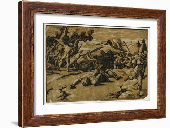 David Slaying Goliath, C. 1518-Ugo da Carpi-Framed Giclee Print