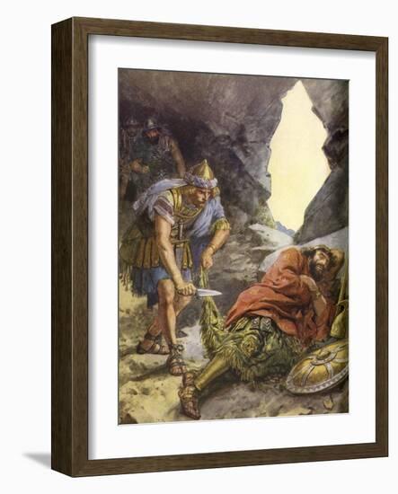 David spared Saul's life-Charles Edmund Brock-Framed Giclee Print