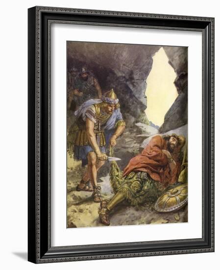 David spared Saul's life-Charles Edmund Brock-Framed Giclee Print