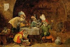 Monkeys Drinking And Smoking, 17th Century-David Teniers the Younger-Giclee Print