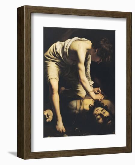 David Victorious over Goliath, circa 1600-Caravaggio-Framed Giclee Print