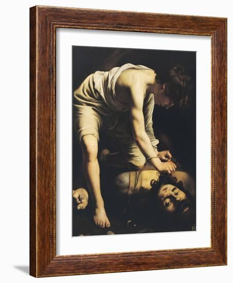 David Victorious over Goliath, circa 1600-Caravaggio-Framed Giclee Print