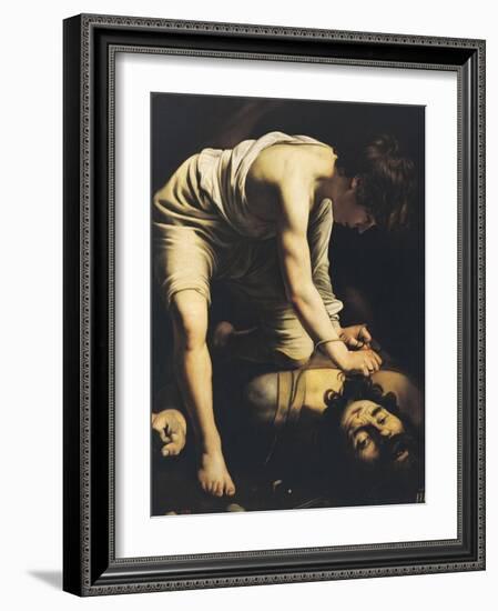 David Victorious over Goliath, circa 1600-Caravaggio-Framed Giclee Print