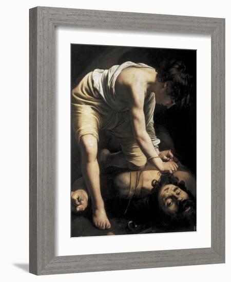 David Victorious over Goliath-Caravaggio-Framed Art Print