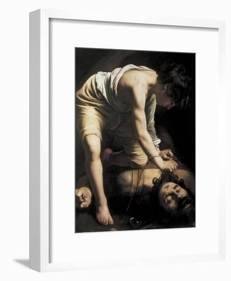 David Victorious over Goliath-Caravaggio-Framed Art Print