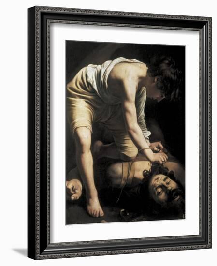 David Victorious over Goliath-Caravaggio-Framed Art Print