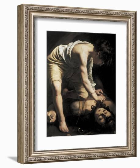 David Victorious over Goliath-Caravaggio-Framed Art Print