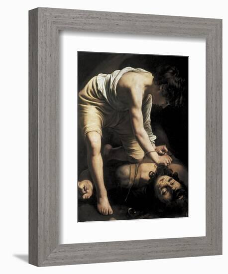 David Victorious over Goliath-Caravaggio-Framed Art Print