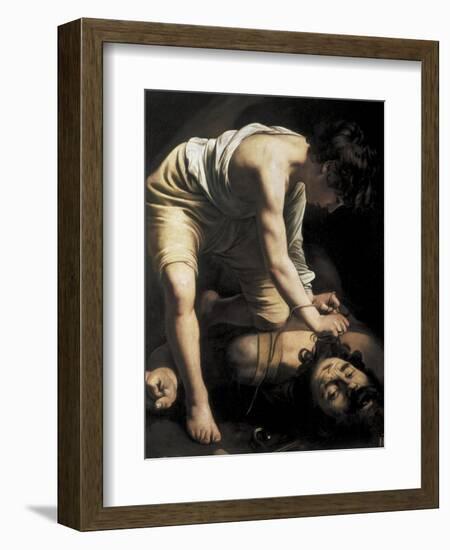 David Victorious over Goliath-Caravaggio-Framed Art Print