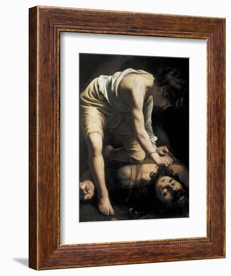 David Victorious over Goliath-Caravaggio-Framed Art Print