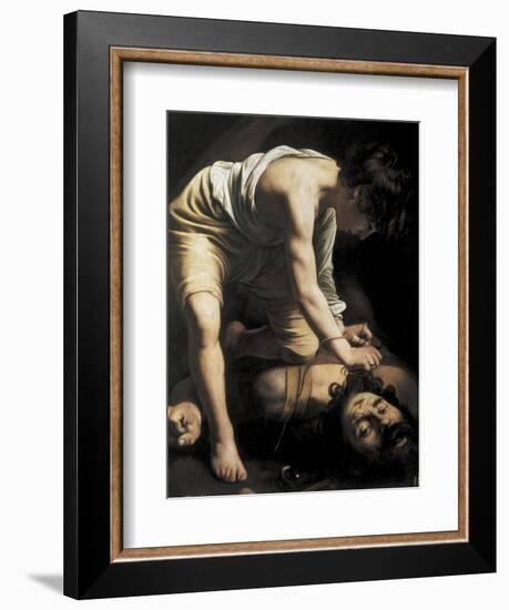 David Victorious over Goliath-Caravaggio-Framed Art Print