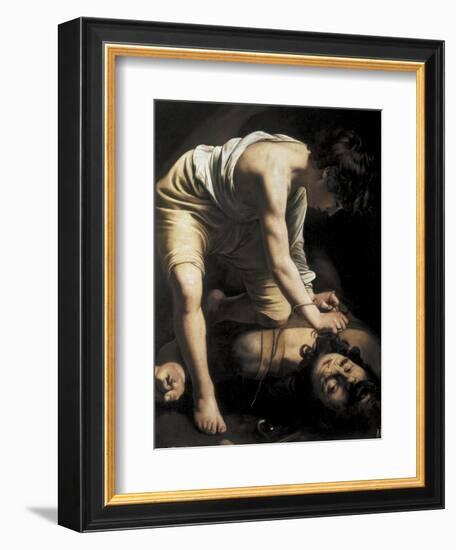 David Victorious over Goliath-Caravaggio-Framed Art Print