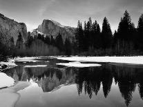 Half Dome Above River and Winter Snow, Yosemite National Park, California, USA-David Welling-Mounted Photographic Print