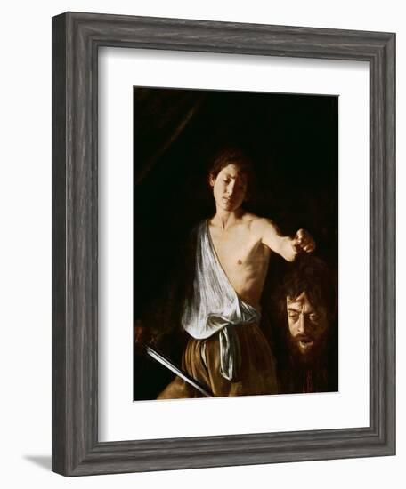 David with the Head of Goliath, 1606-Caravaggio-Framed Giclee Print