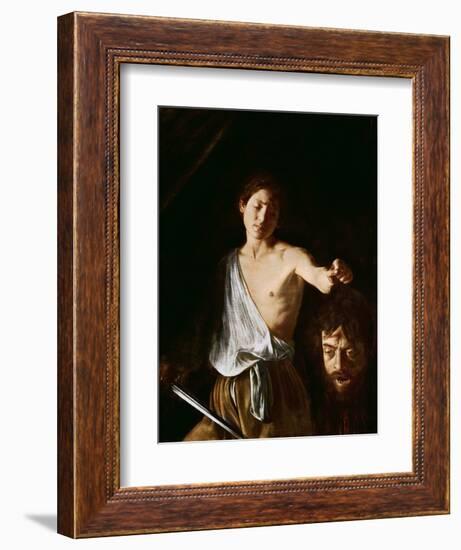 David with the Head of Goliath, 1606-Caravaggio-Framed Giclee Print