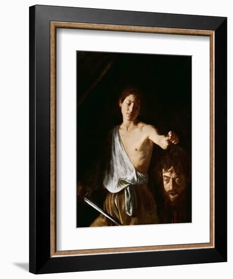 David with the Head of Goliath, 1606-Caravaggio-Framed Giclee Print