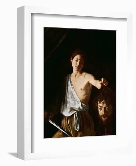 David with the Head of Goliath, 1606-Caravaggio-Framed Giclee Print