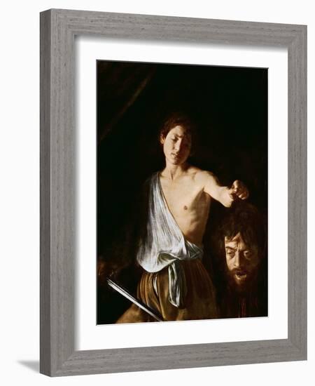 David with the Head of Goliath, 1606-Caravaggio-Framed Giclee Print