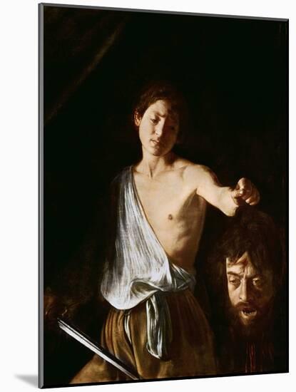 David with the Head of Goliath, 1606-Caravaggio-Mounted Giclee Print