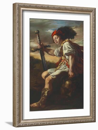 David with the Head of Goliath, c.1620-Domenico Fetti or Feti-Framed Giclee Print